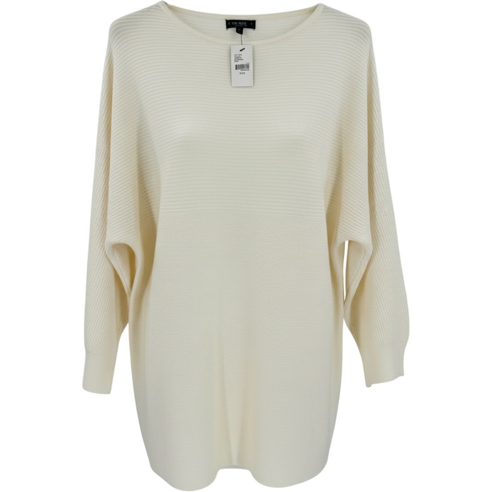 Lane Bryant Womens Cream Ribbed Knit Dolman Sleeve Boat Neck Tunic Sweater 22/24